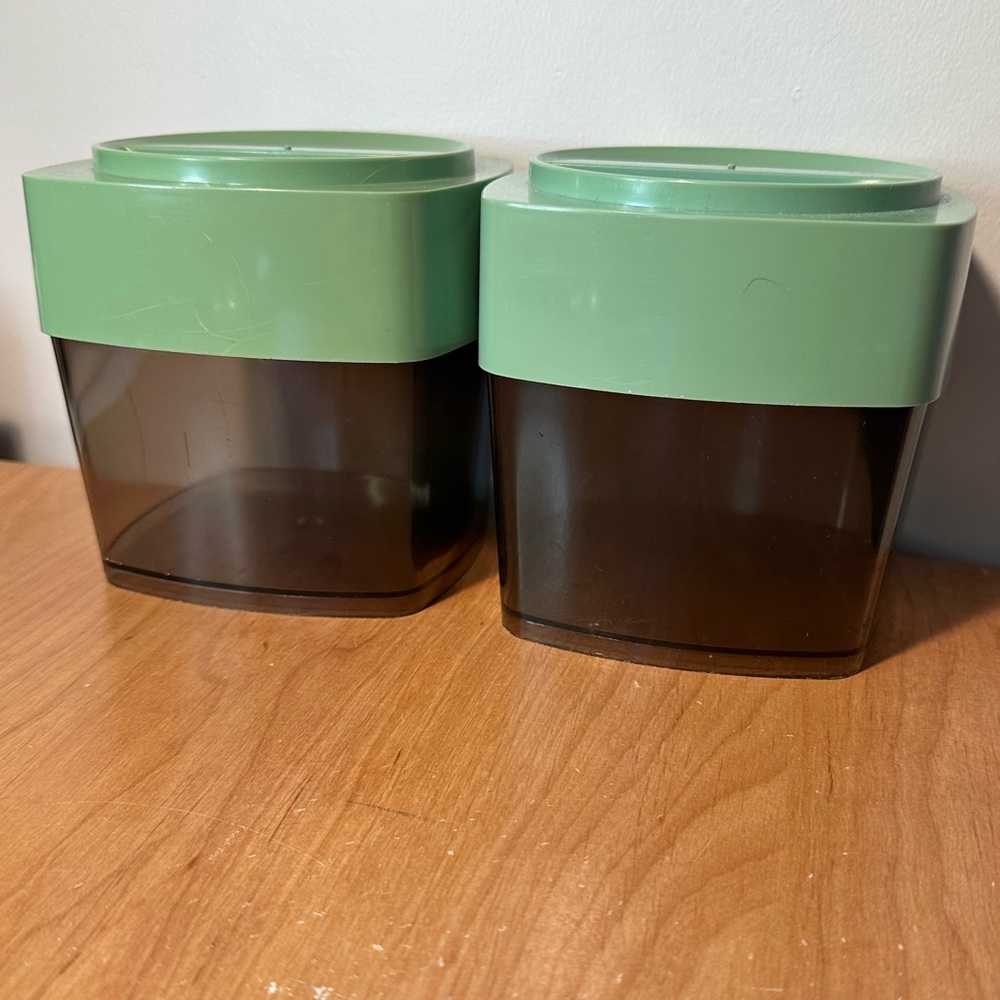 Vintage Green and Brown Storage Containers